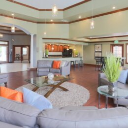 A multifamily clubroom before updating furniture and finishes