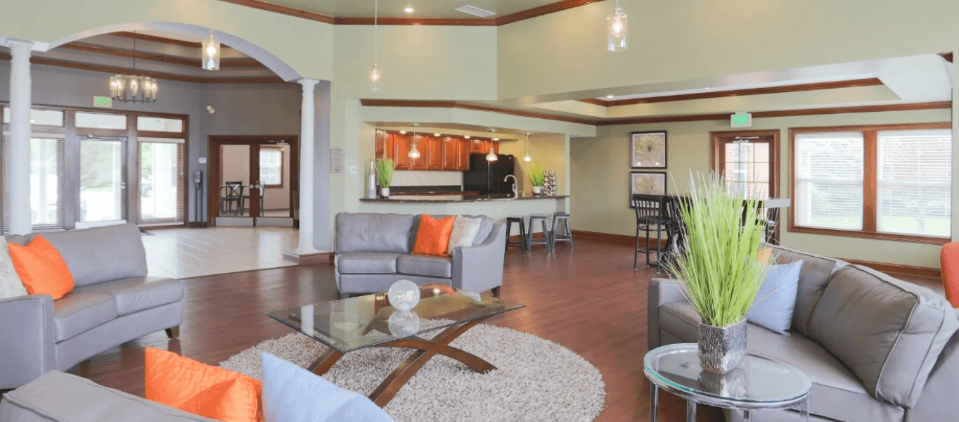 Wellington Place apartment clubhouse before Mitsch Design remodeled the space