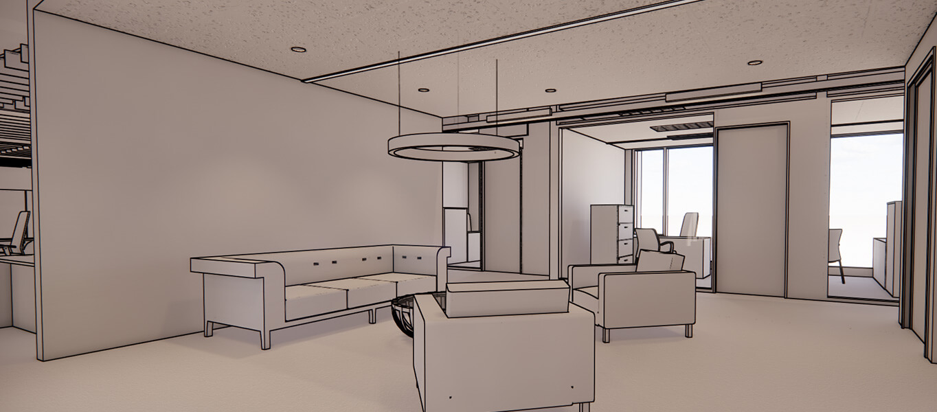 Barnes and Thornburg living area concept drawing