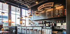Java House beverage menu and coffee bar