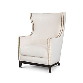 wing-backed white chair